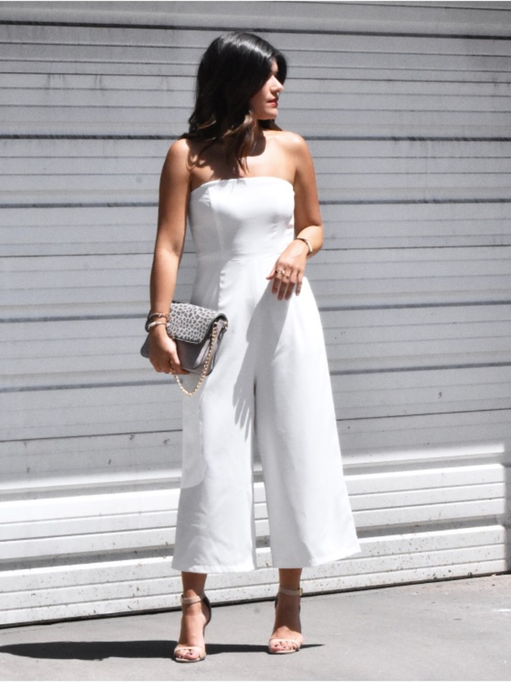Tobi Strapless White Jumpsuit Wide Leg Bridal Vacation Resort Chic Size M